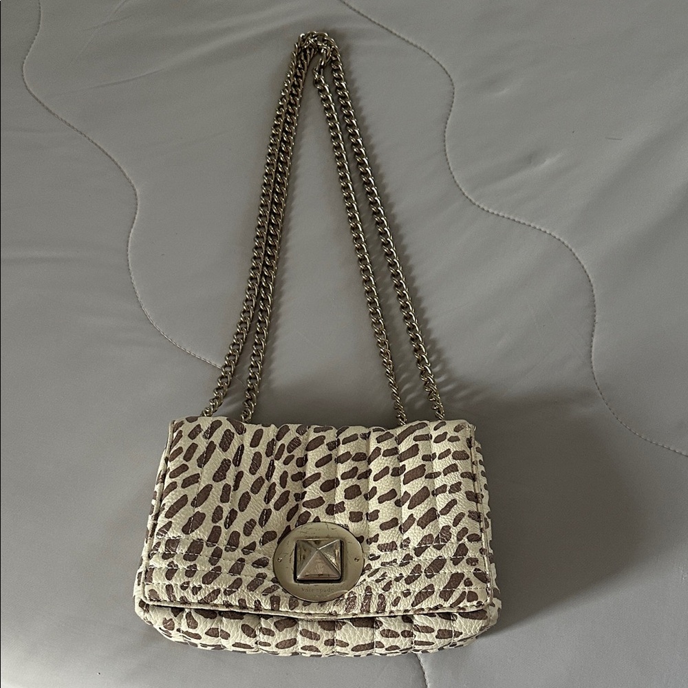 Kade spade Elegant Cream and Brown Patterned Shoulder Bag